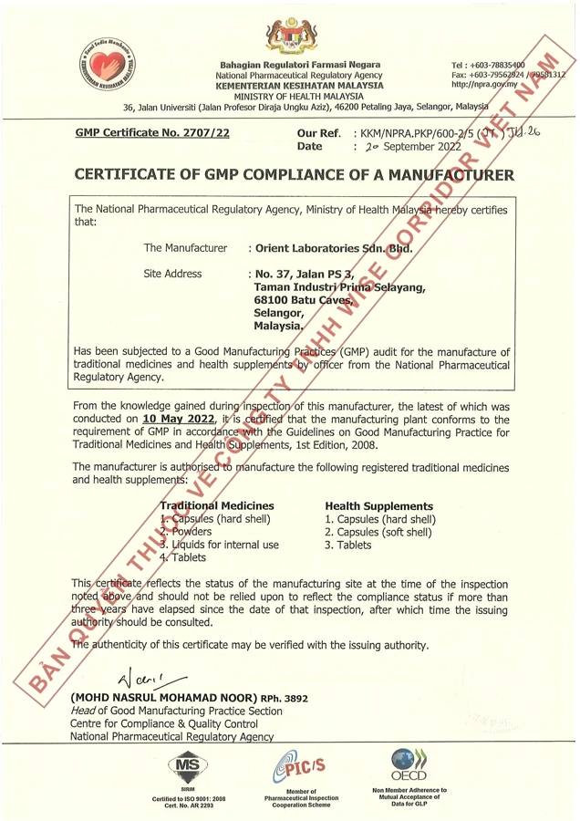 Chứng nhận GMP - Good Manufacturing Practice